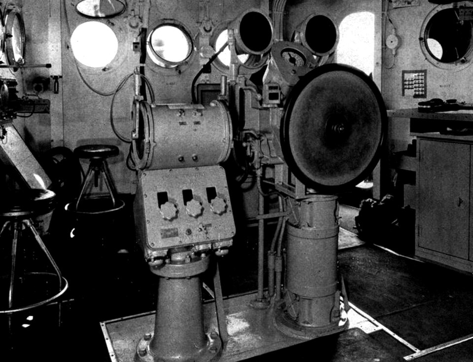 Pilot house aboard USS Ticonderoga (CV-14), circa in 1944