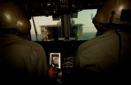 Piloting a landing craft out of the USS Rushmore