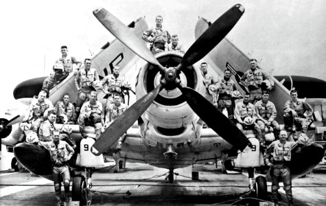 Pilots of U.S. Navy Attack Squadron 215 (VA-215) aboard USS Hancock (CVA-19), in 1962