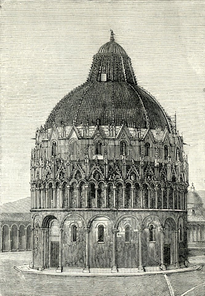 Pisa il Battistero xilografia