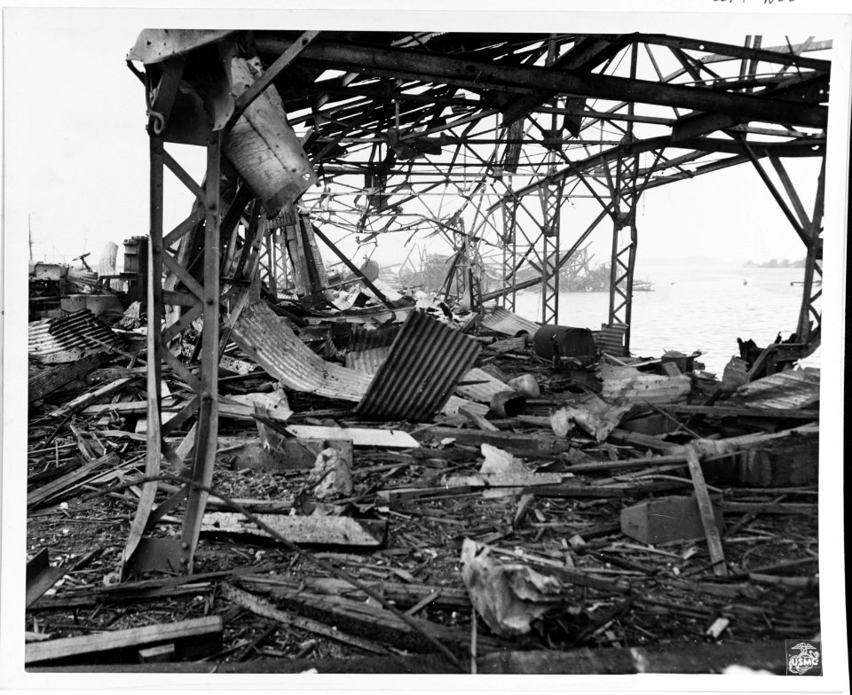 Piti Navy Yard wreckage in August 1944
