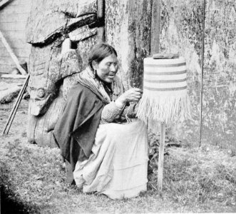 PSM V53 D177 Haida woman of masset weaving a basket
