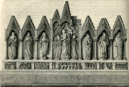 Pisa Camposanto Altare scolpito in marmo con la Vergine e Santi