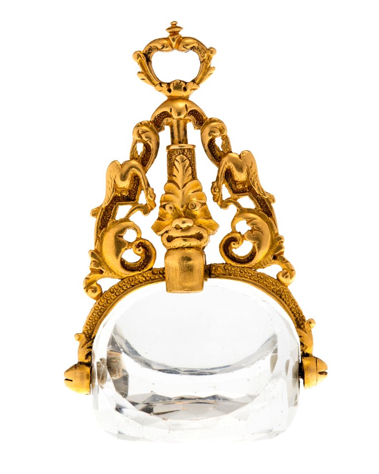 Pitschaft av guld med slät bergskristall, 1700-tal - Hallwylska museet - 110333