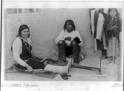 Pueblo Woman Weaving Belt LCCN2006684447