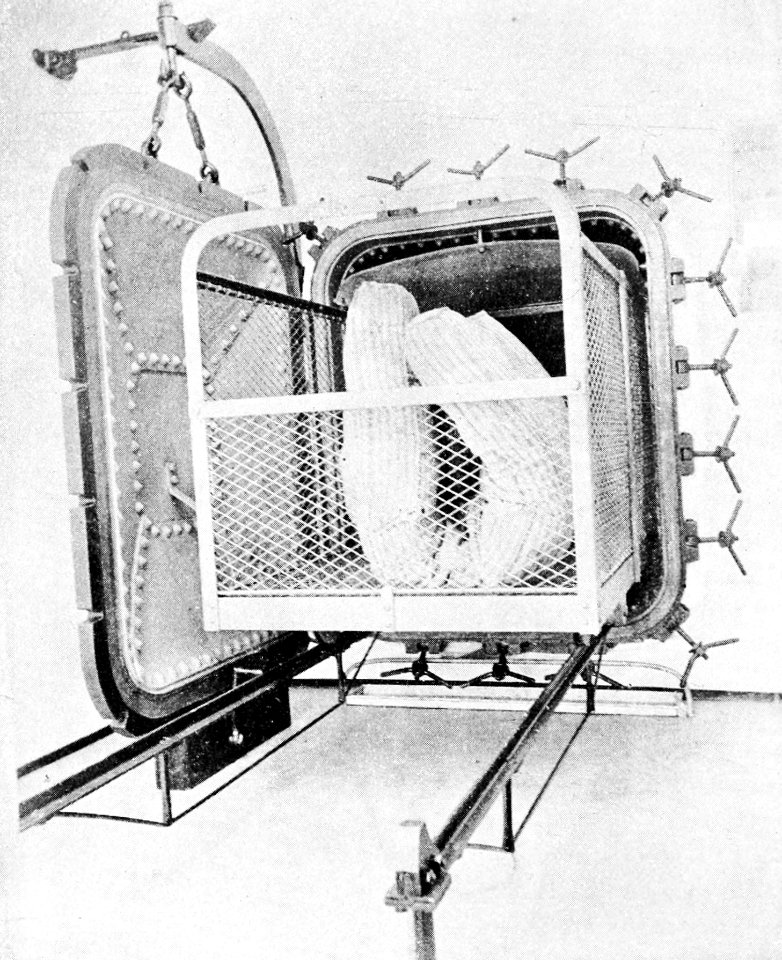 PSM V50 D364 Packages being placed in the disinfecting chamber