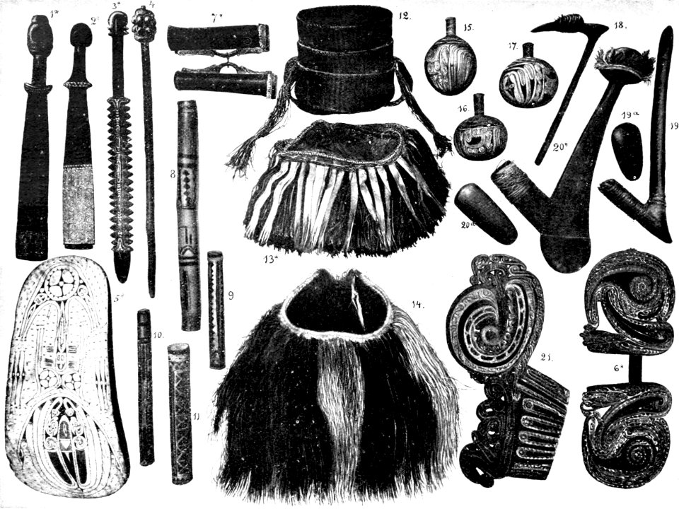 PSM V52 D042 Weapons and utensils from southeastern new guinea