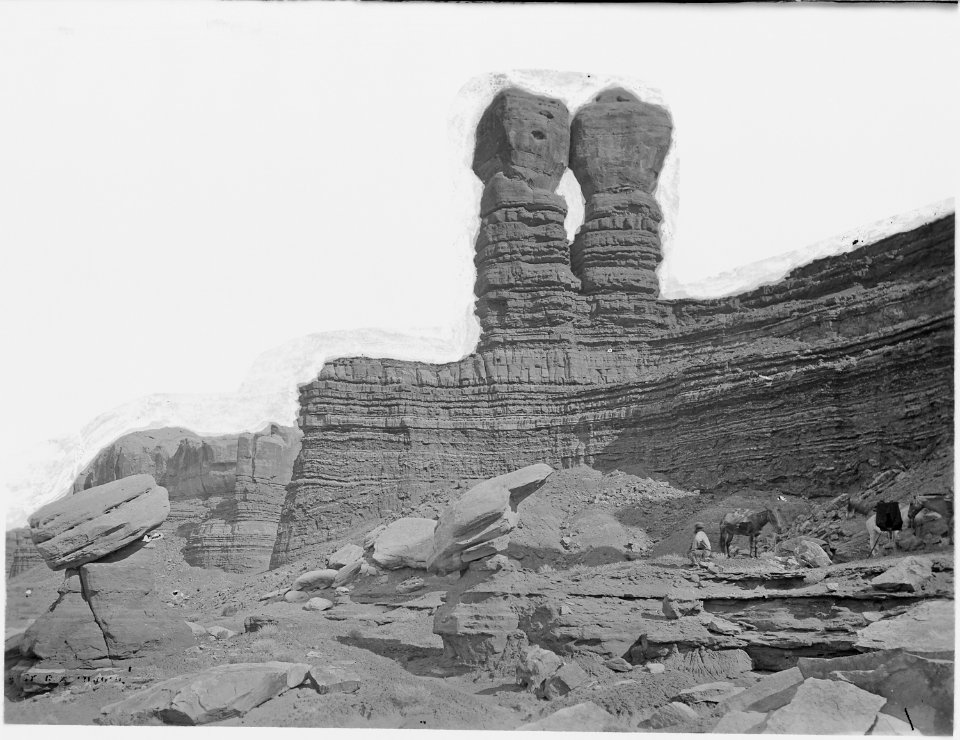 Punch and Judy, now called the Navajo Twins. Abajo Quadrangle. San Juan County, Utah. - NARA - 517135