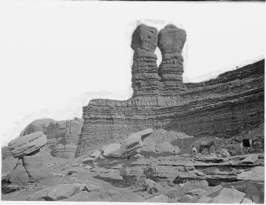 Punch and Judy, now called the Navajo Twins. Abajo Quadrangle. San Juan County, Utah. - NARA - 517135