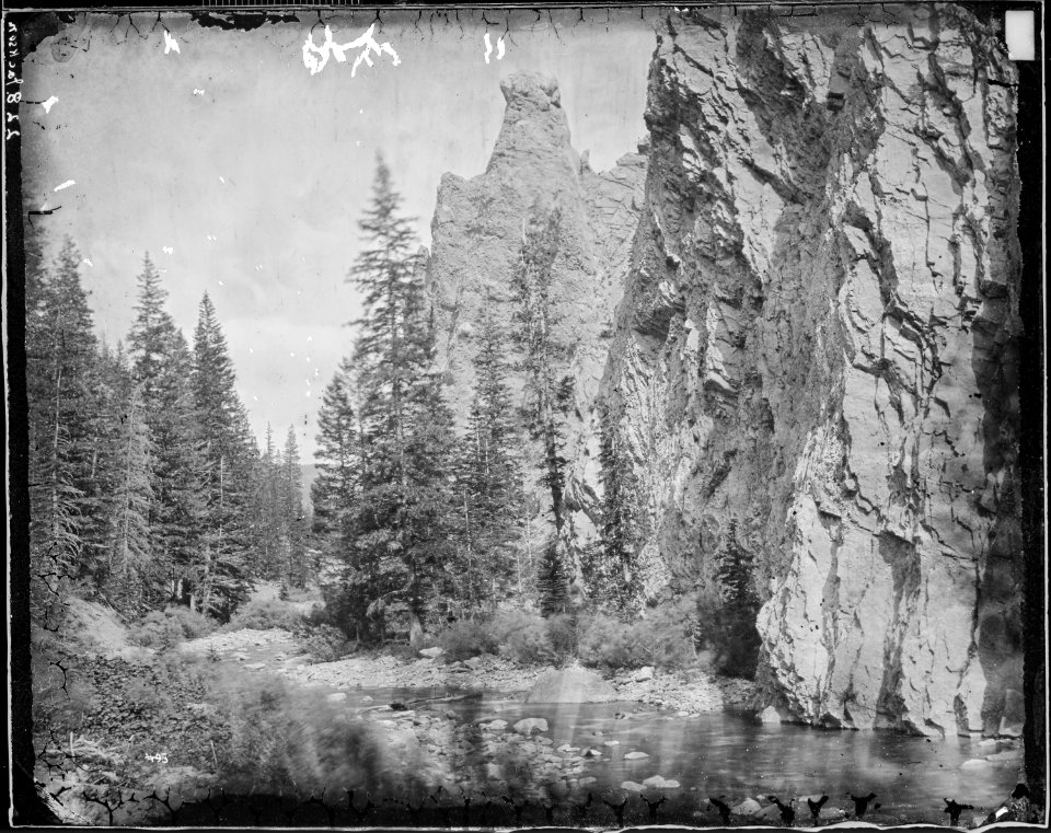 Pulpit Rock, in one of the small side canyons of the Middle Canyon of the Madison, Gallatin County, Montana. - NARA - 516837