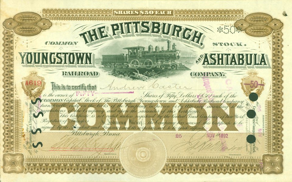 Pittsburgh, Youngstown and Ashtabula RR 1892
