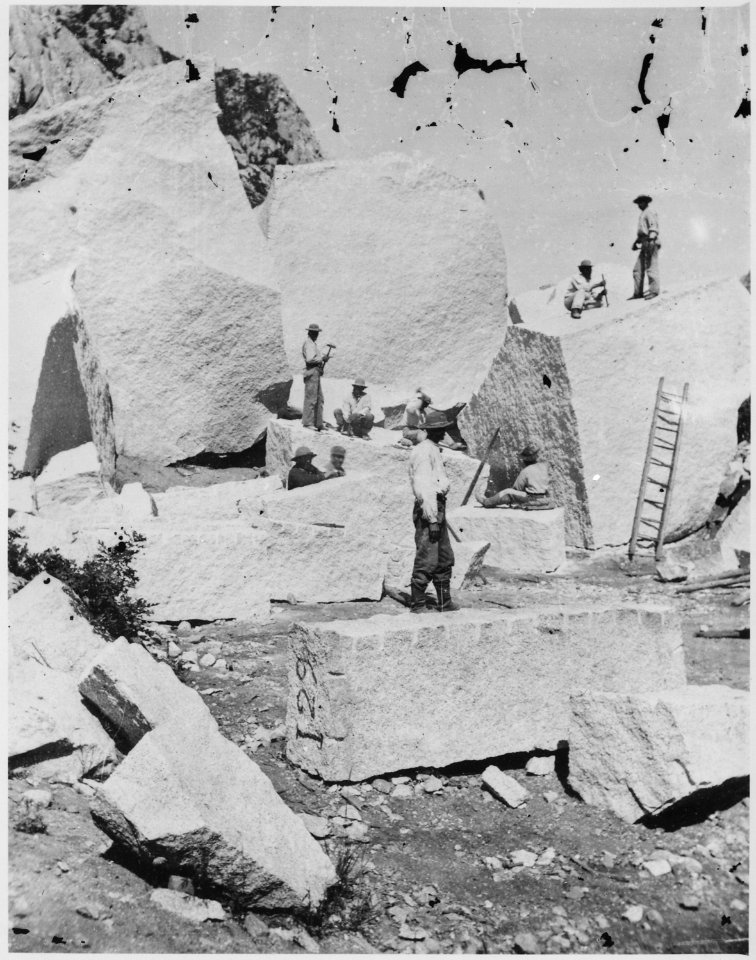 Quarrying granite for the Mormon Temple. Utah, 1872 - NARA - 517451