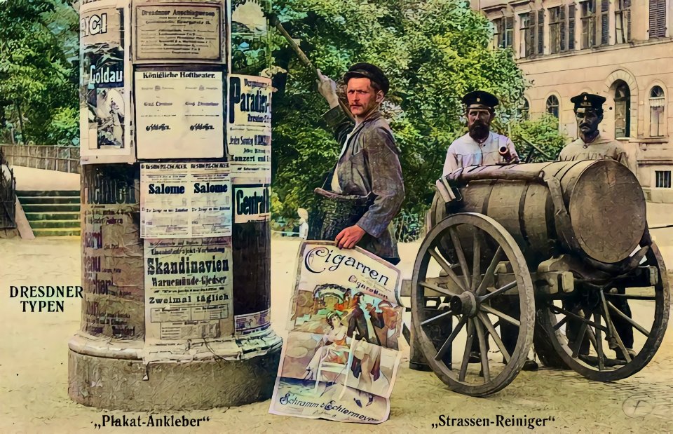 Póster barrendero bella época dresde