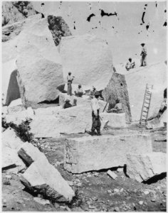 Quarrying granite for the Mormon Temple. Utah, 1872 - NARA - 517451