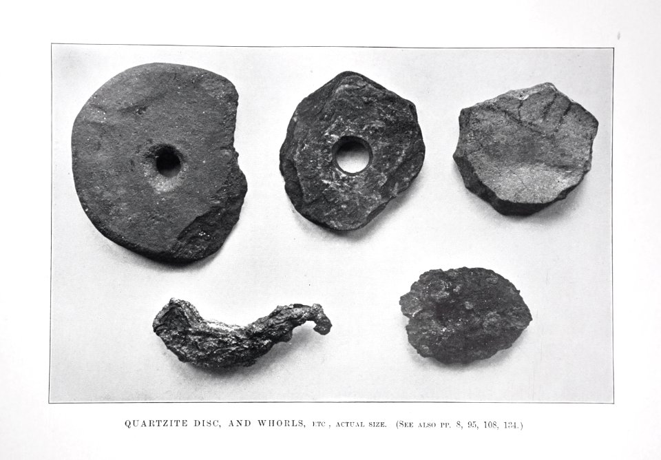 Quartzite disc and whorls Beveridge 1903