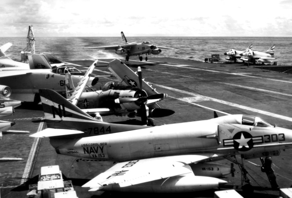 RA-3B VAP-61 landing on USS Coral Sea (CVA-43) 1963