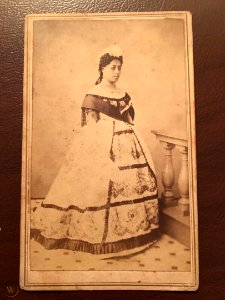 Queen Emma of Hawaii with white hair covering, photograph by Henry L. Chase