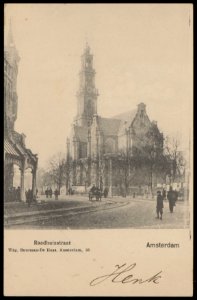 Raadhuisstraat richting Keizersgracht naar de Westerkerk. Uitgave Buurman-De Haas, Amsterdam, Afb PBKD00294000005