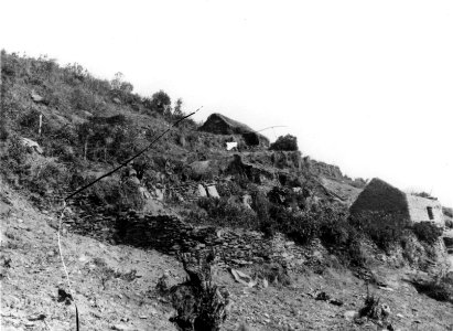 Quichua-hus och trädgårdar eller odlingar. Quiaca-dalen, Sydamerika. Peru - SMVK - 002468