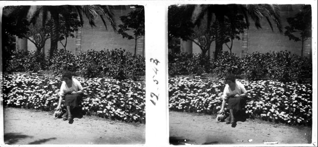 Quimeta i el seu gos entre les flors