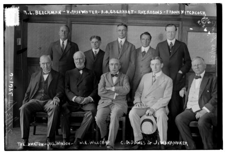R.L. Beeckman, V. Rosewater, A.O. Eberhart, Ray. Robins, Frank Hitchcock, The. Burton, Jas. Wilson, W.R. Willcox, C.G. Dawes, J. Wanamaker LCCN2014702587