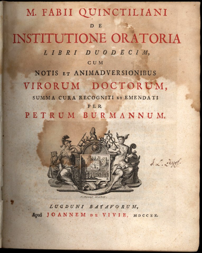 Quintilian, Institutio oratoria ed. Burman (Leiden 1720), title page