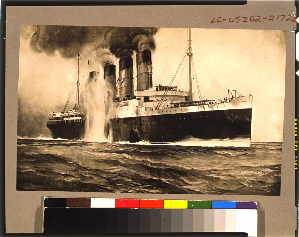 R.M.S. Lusitania, hit by torpedos off Kinsale Head, Ireland LCCN2006677520