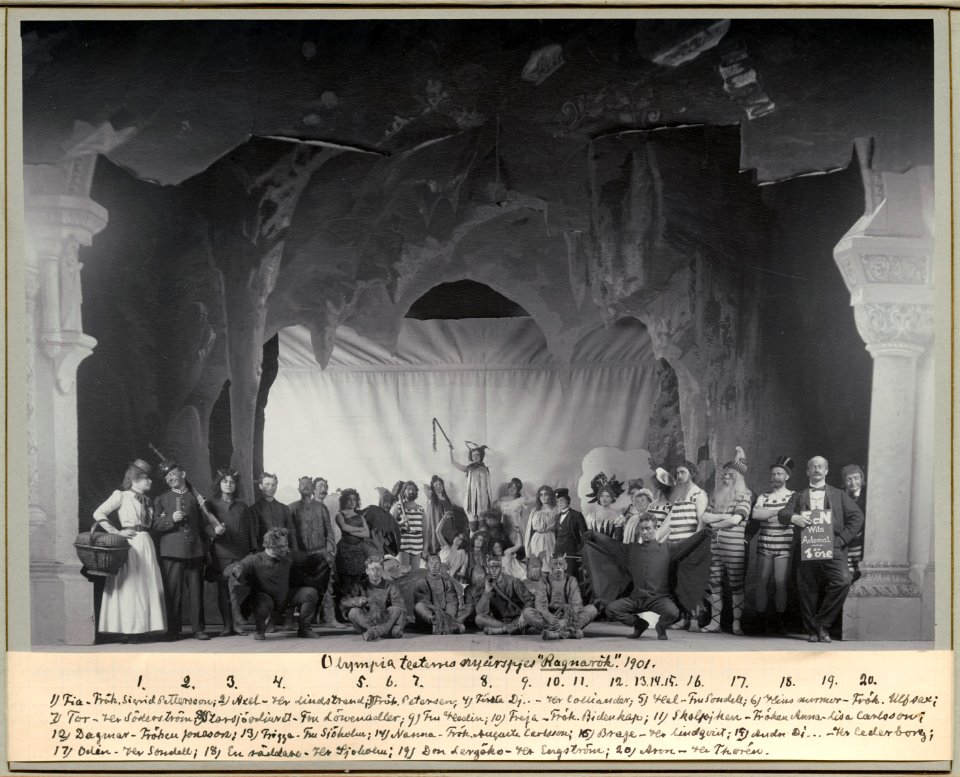 Ragnarök eller Storsjöodjurets sista suck, Olympiateatern 1901. Föreställningsbild - SMV - H13 015