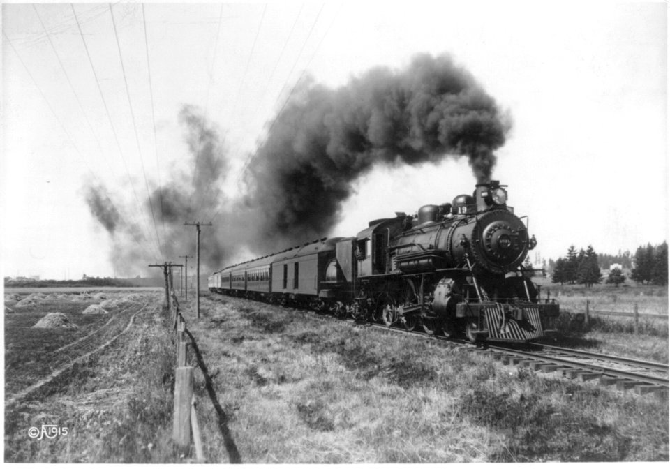 Railroad train with locomotive in foreground LCCN2003663754 photo