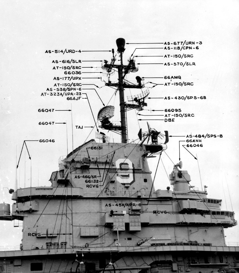 Radars aboard USS Essex (CVA-9) in 1956