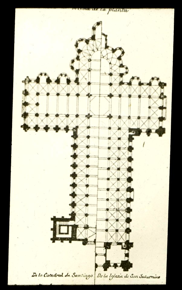 Plan de la Basilique Saint-Sernin de Toulouse et de la Cathédrale de Saint-Jacques-de-Compostelle - J-A Brutails - Université Bordeaux Montaigne - 2422