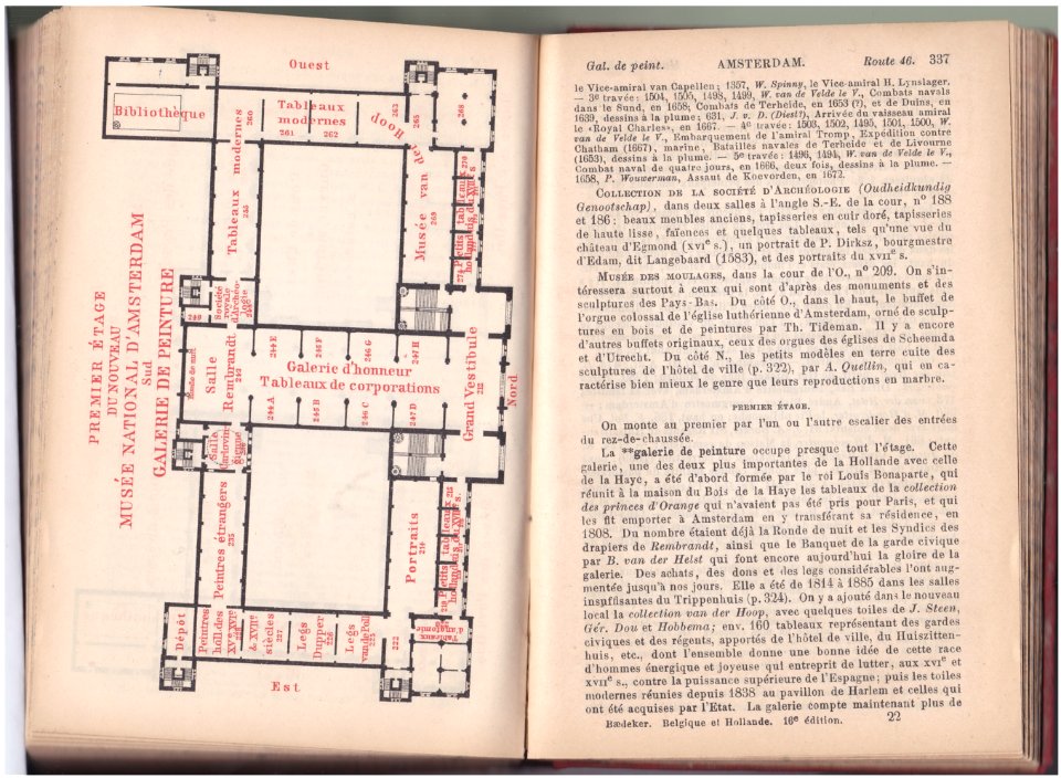 Plan du 1er étage du Nouveau Musée National d'Amsterdam — Plattegrond Rijksmuseum 1897