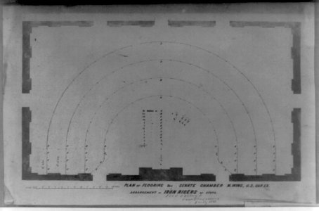Plan of flooring and Senate Chamber, n. wing; arrangement of iron risers of steps LCCN2002718522