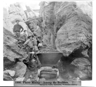 Placer Mining-Among the Boulders, Columbia Claim, Columbia, Tuolumne County LCCN2002724188