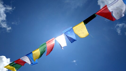 Tibetan buddhism nepal colored flag photo