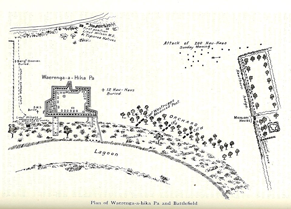 Plan of waerenga-a-hika pa and battlefield