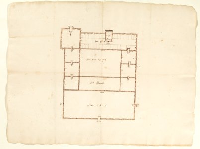 Plan över herrestallet och kyrkan ”die Thür, Det Pferde Stall, Der Inwendige Platz, Das Gewelbe - Skoklosters slott - 98142