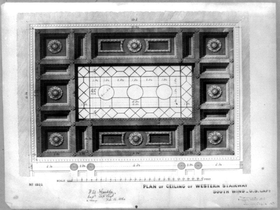 Plan of ceiling of western stairway, south wing LCCN2002718538