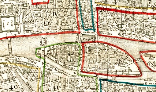 Plan routier de la ville de Paris et de ses faubourgs - 1819 - Cité