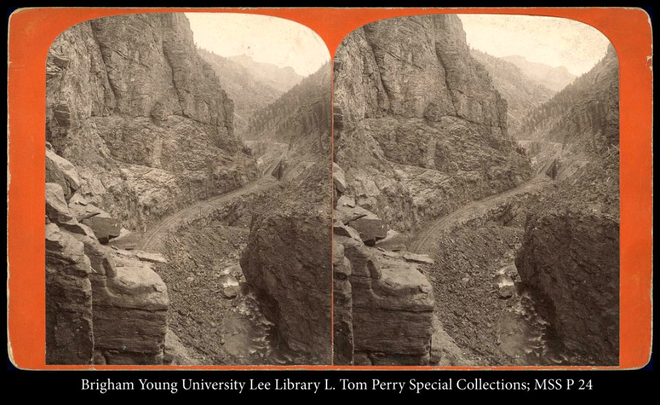 Railroad through canyon