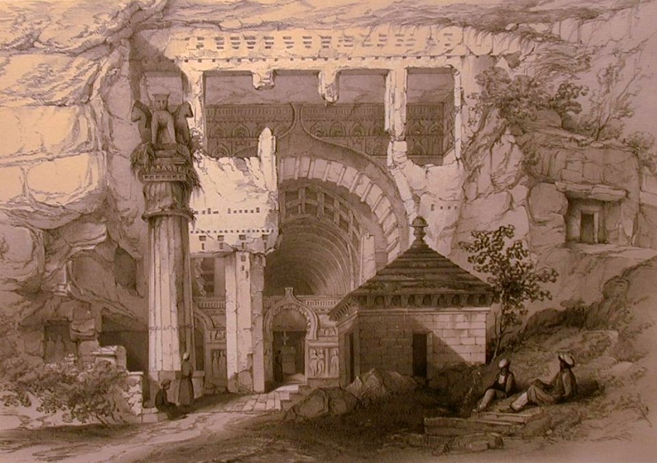 Plate 10 == Karli-- Entrance of Great Chaitya Cave
