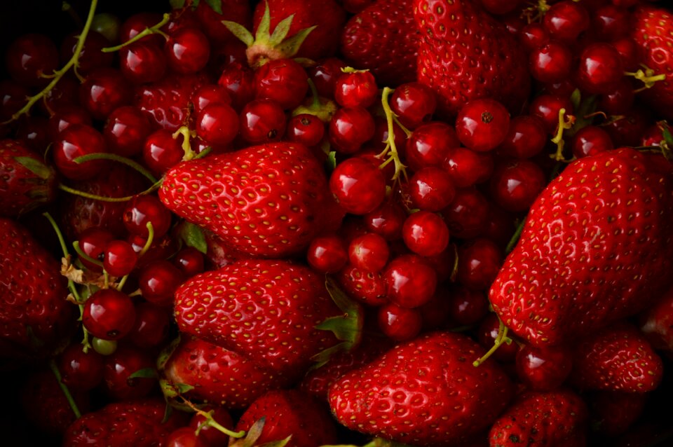 Red strawberry fruit currant