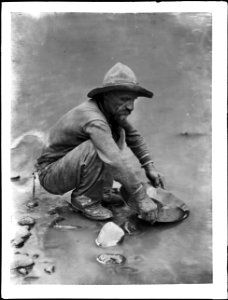 Placer miner on the Colorado River near Lees Ferry, ca.1930 (CHS-4707) photo