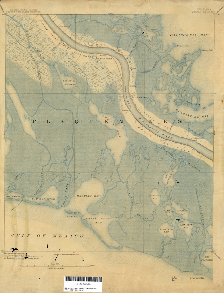 Plaquemines Parish Louisiana Map 1891 Empire Quarantine