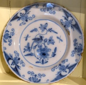 Plate, Bristol, England, 1730-1750, earthenware with tin oxide glaze - Concord Museum - Concord, MA - DSC05760