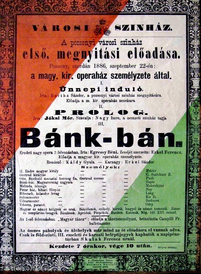 PLakat- Eröffnung des Stadttheaters in Preßburg