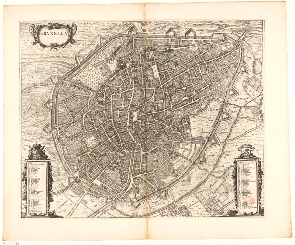 Plattegrond van Brussel Bruxella (titel op object), RP-P-AO-17-68-1