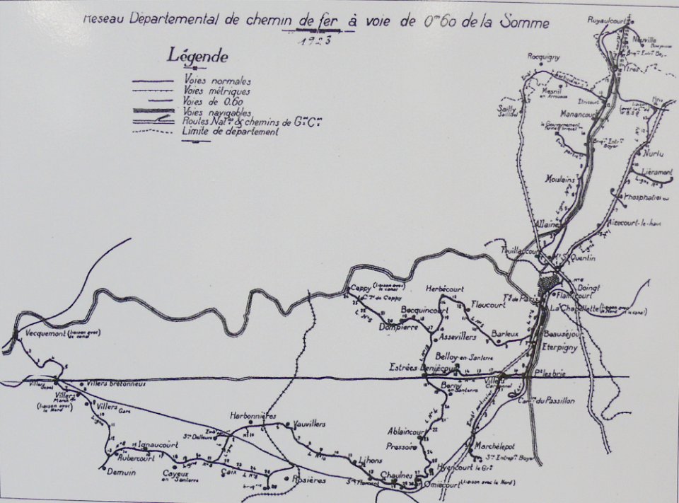 Plan réseau voie de 60 Somme 1923