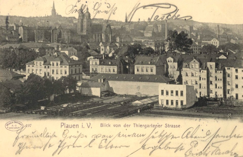 Plauen (Vgtl.), Sachsen - Blick von der Tiergartener Straße (Zeno Ansichtskarten)