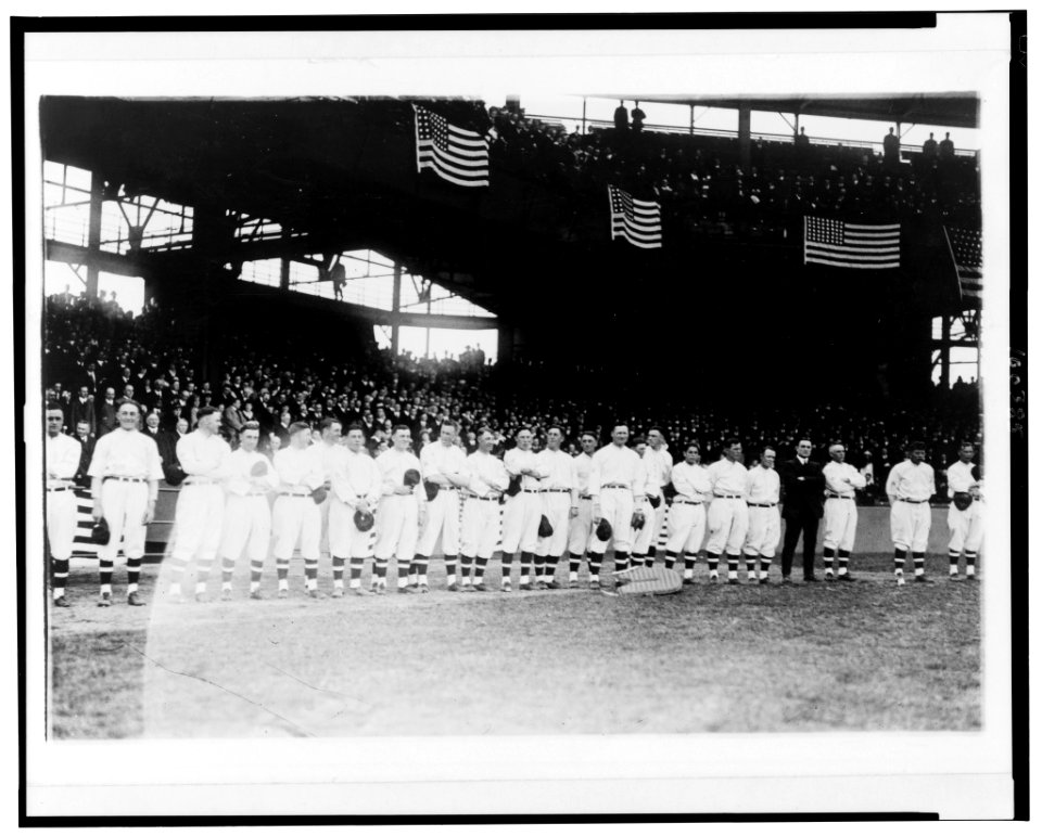 Players assembled for the opening ball game, Griffith Stadium, Washington, D.C. LCCN90712115